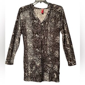 Apple Bottoms Black Gray White Animal Print Hoodie Dress Tunic with Pouch Sz XL
